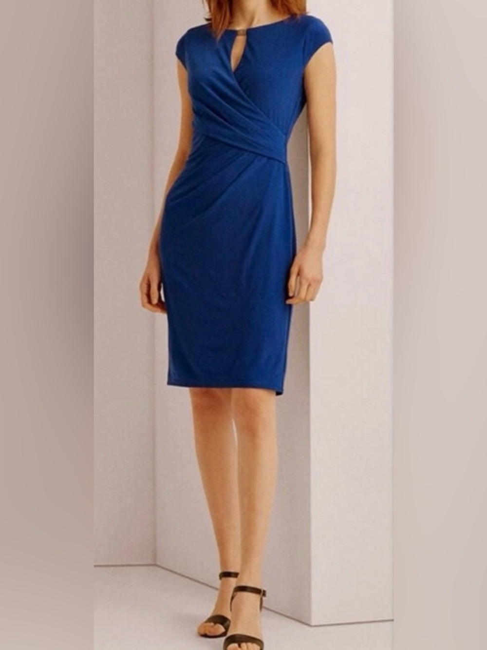 Ralph Lauren Cobalt Blue Midi Sheath Dress. Size- 12.
